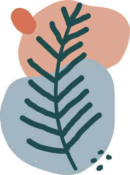 Minimalist Botanical Illustration With Abstract Pastel Shapes In A Simple Flat Graphic Design Style Ideal For Modern Wall Art And Stationery Decoration