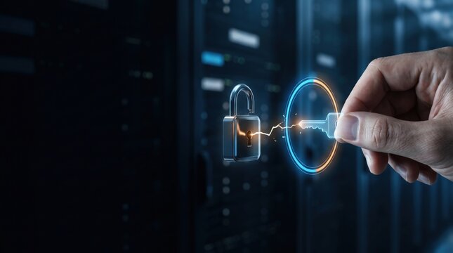 Temporary Access - A person removes a digital key by hand to revoke early access and secure a lock, symbolizing digital security and access control.