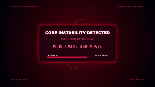 Futuristic Quantum Core Instability and Energy Containment Failure Alert