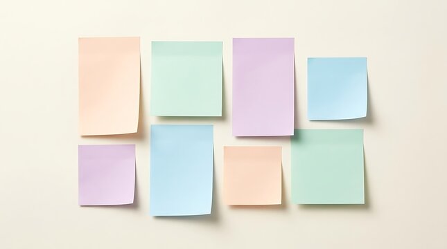 Office organization with colorful sticky notes memo sheets and paper