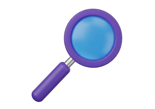 3d render of a purple magnifying glass for search and investigation concepts