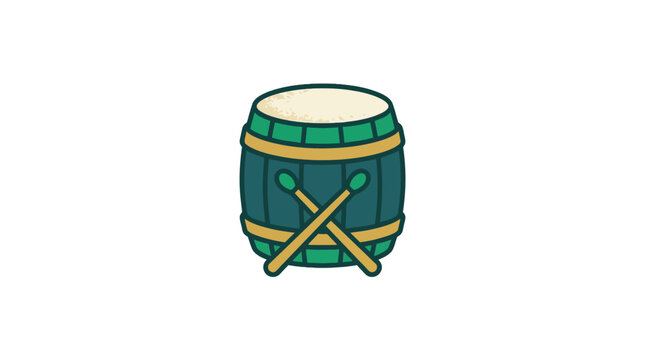 Green bedug drum ramadan icon for eid celebration