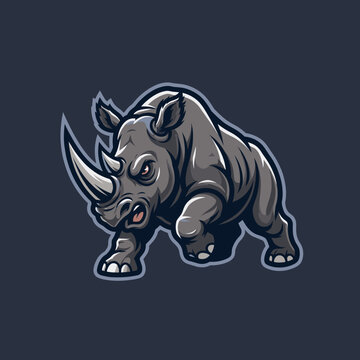 Wildlife conservation features stylized rhinoceros horn muscular body