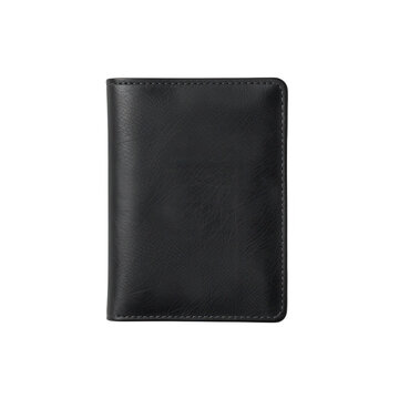 Black leather pocket wallet on black background