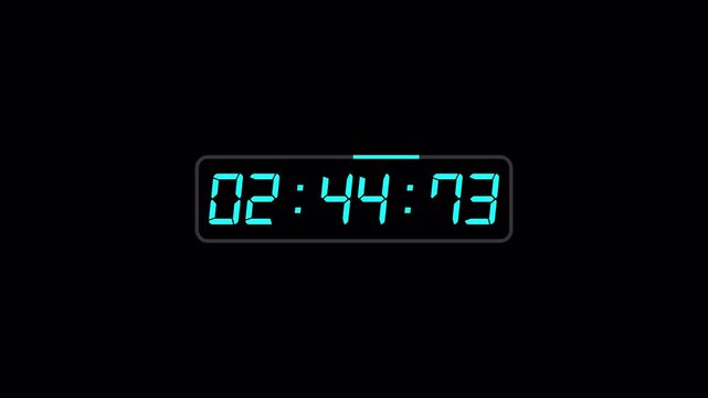 3 minute Minute Countdown Digital Timer Animation, three minute Countdown Timer Animation from 3 minute to 0 second on black background.