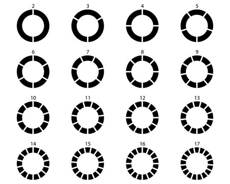 Modern clock dial design vector icon set showcasing segmented ring patterns for digital watch development