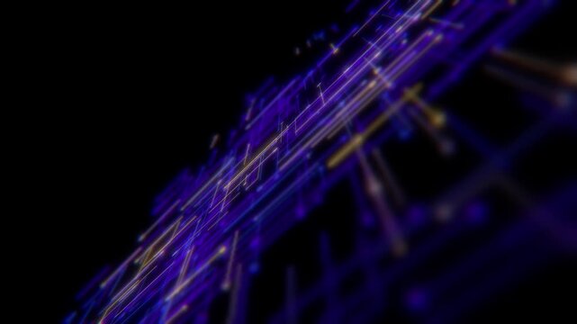 暗い背景に広がる紫と青の光の筋