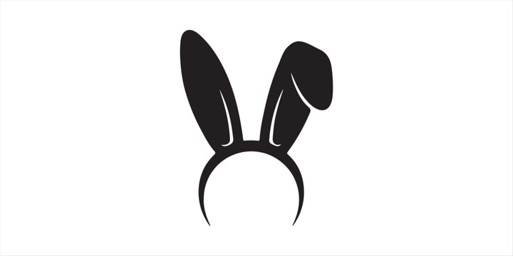 Bunny ears headband forming a costume accessory, presented silhouttte for celebrations 