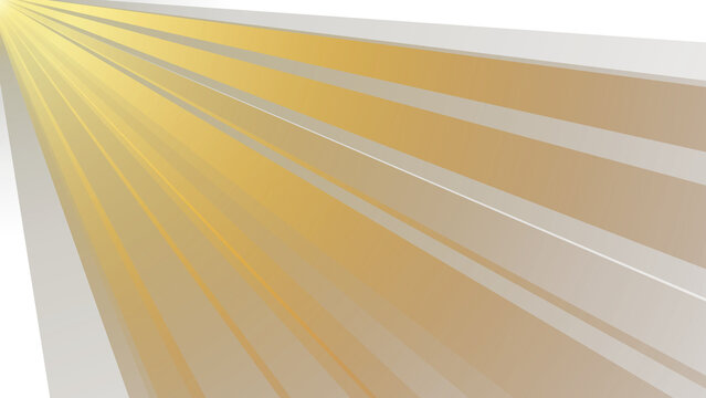 Abstract golden light rays emanating from the corner on white background transparent background