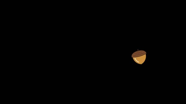 Cute Animated Acorn Bouncing Across Black Background