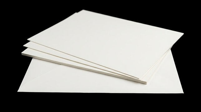 Blank White Notecards And Envelopes On A Black Background For Luxury Stationery Mockups And Invitations