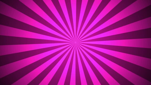 Vintage sunburst animation featuring vibrant pink radial rays, bright retro comic style motion background, dynamic pinwheel texture for modern video art