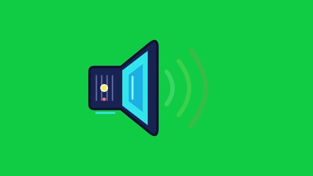 Speaker Volume Icon with Sound Waves on Green Screen Background
