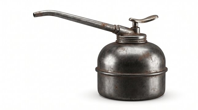 Vintage Metal Machinist Oil Can with Curved Spout