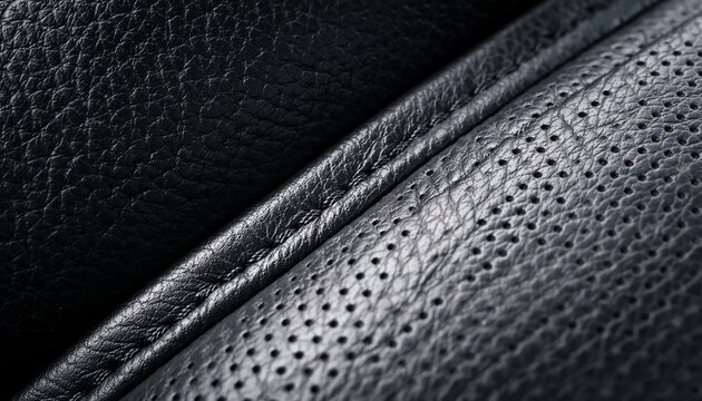 black leather upholstery texture closeup detailed macro background for automotive design or luxury branding