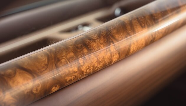 Luxury car interior wood trim panel closeup showing elegant brown burl pattern for automotive design backgrounds or upscale marketing visuals