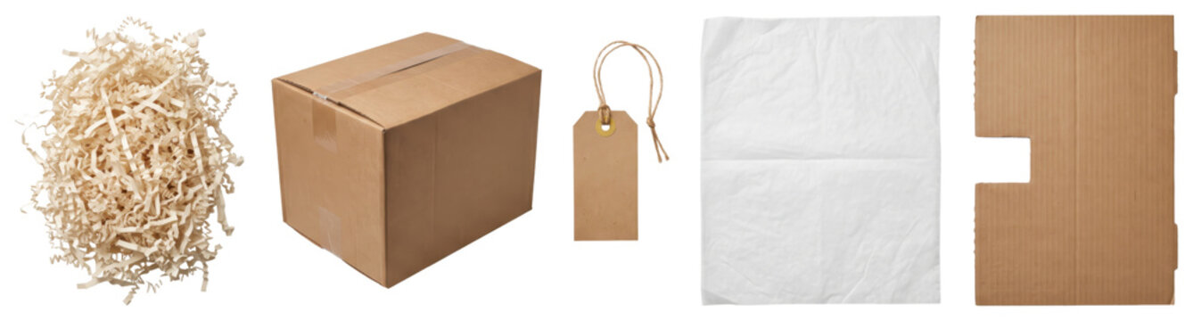 Packaging materials and supplies on transparent background