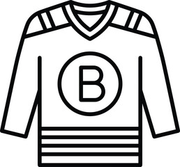 Long sleeve hockey team jersey uniform apparel with alphabet letter B emblem thin black lineart © MDRAHIM