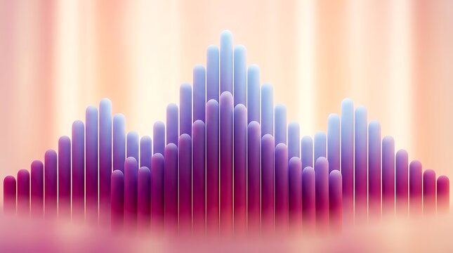 Gradient cylinders forming soundwave pattern with copy space