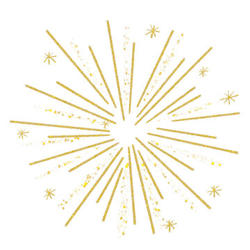 Sparkling Golden Fireworks Element With Glitter Texture Transparant Background. Ideal for Holiday Decor or Celebration.