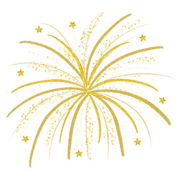 Sparkling Golden Glitter Firework Explosion On Transparent Background. Ideal for Holiday or Celebration.