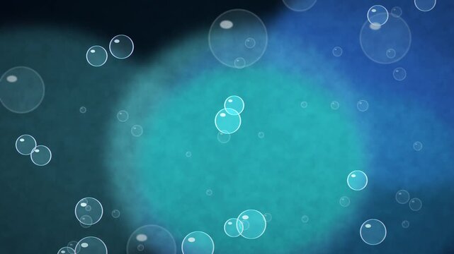 Transparent Bubbles Rising Underwater Blue Teal Background 4K