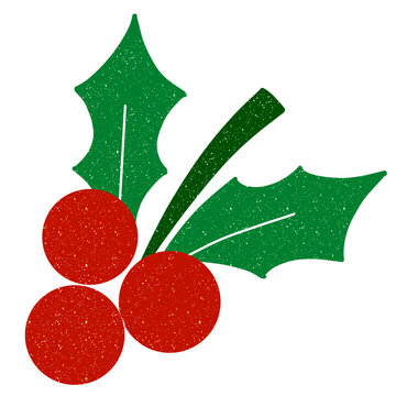 Sparkling Christmas Holly Berries And Green Leaves Illustration. Ideal for Holiday Decor or Celebration.