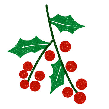 Sparkling Textured Holly Sprig With Red Berries And Green Leaves Transparant Background. Ideal for Holiday Decor or Celebration.