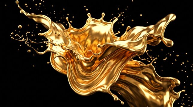 Golden liquid splash dynamic abstract background