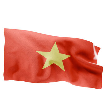 Co Do Sao Vang Waving Fabric Vietnam Flag 3D Render Smooth Wave
