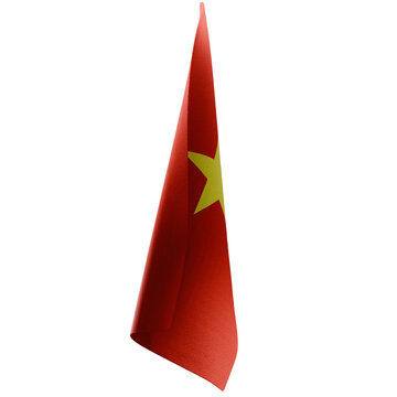 Co Do Sao Vang Waving Fabric Vietnam Flag 3D Render Vertical Drop