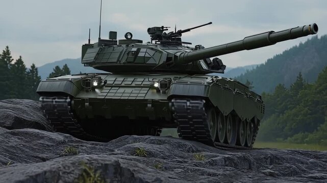 Russian Military Tank in the Landscape