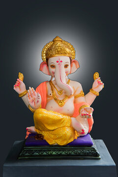 Lord Ganesha or Ganapati Idol, Hindu God, Hindu deity, Ganesh festival, Pune, Maharashtra, India.