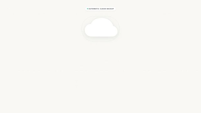 Document image and folder icons floating up into cloud one by one for cloud storage upload