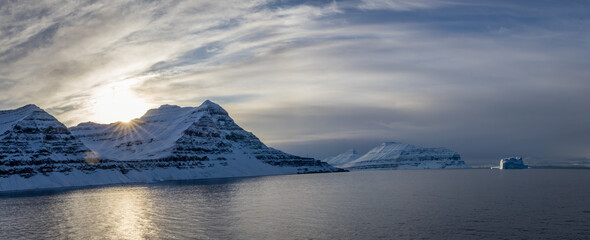 The Sun begins to Set Early in Terrassevig, Scoresby Sund, Greenland © Jim and Lynne Weber
