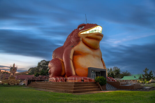 A toad-shaped building of Phaya Khan Khak The Toad King Museum,   at Phaya Thaen Public Park in Yasothon, northeastern Isan province of Thailand