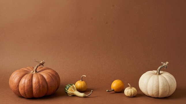 A warm and inviting thanksgiving scene featuring a collection of pumpkins and gourds perfect for creating a festive and cozy atmosphere for your holiday celebrations