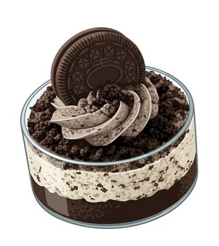 Chocolate cookies and cream trifle vector dessert illustration