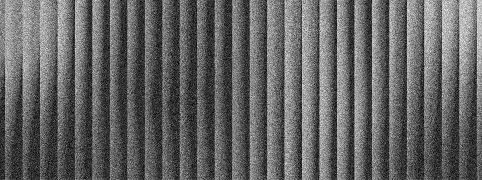 Glassmorphism colorful transparent ribbed glass, vertical stripes texture. Corrugated fluted pastel grey colored glass vector texture. 