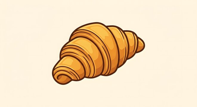Sweet flaky croissant baked pastry vector illustration isolated on background
