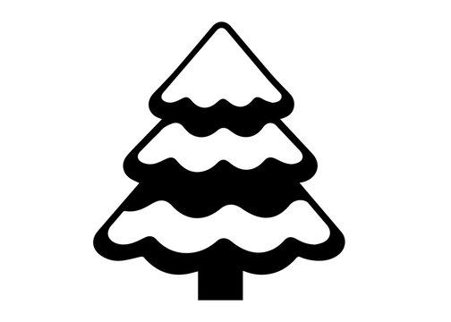 Christmas tree icon with snow, isolated on transparent background, flat vector illustration for holiday design