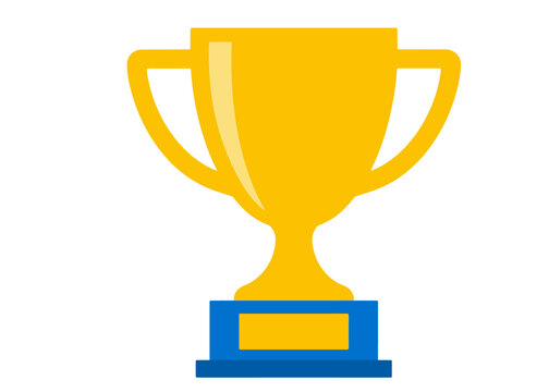 Gold trophy cup icon isolated on transparent background for sports awards and competition winner success