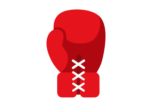 Red boxing glove isolated on transparent background, flat vector illustration for sports design