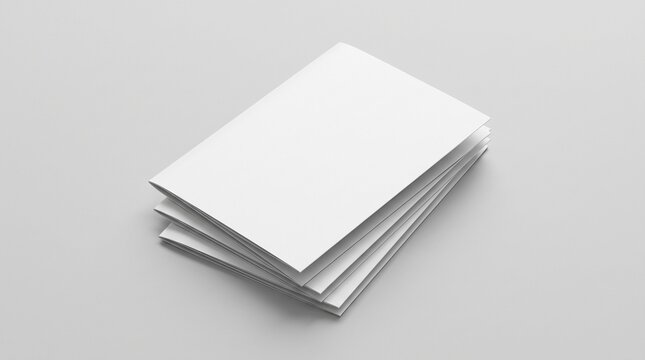 Blank brochures mockup stacked on grey background