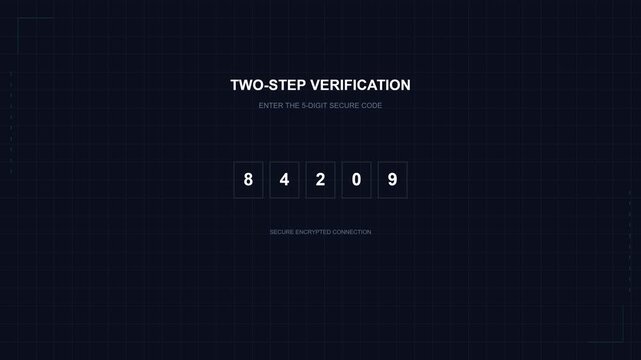 Digital otp verification interface with five digit code entry for secure online banking and cyber security authentication systems animation 4k