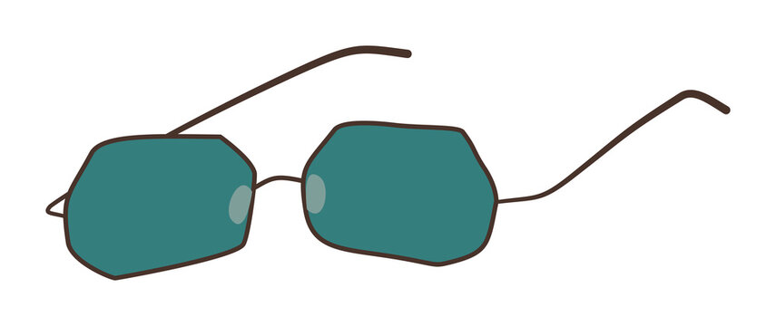 Teal tinted eyeglasses illustration with dark frames for workspace and reading concept