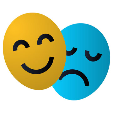 Happy and sad emoji faces mood icon flat isolated transparent background PNG