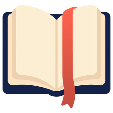 Open book with ribbon bookmark icon flat isolated transparent background PNG
