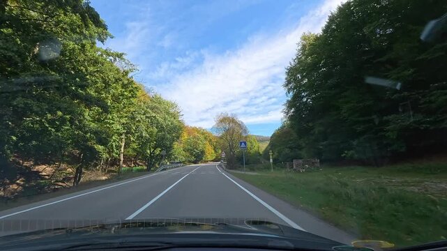 Autumn Drive on Road 503 Through Forest at Pezinska Baba, Slovakia