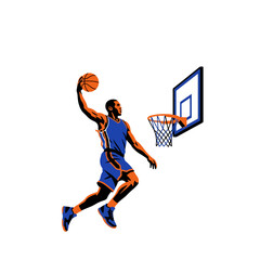 Basketball Player Jumping for Slam Dunk Vector Illustration 1 © Abhisheka